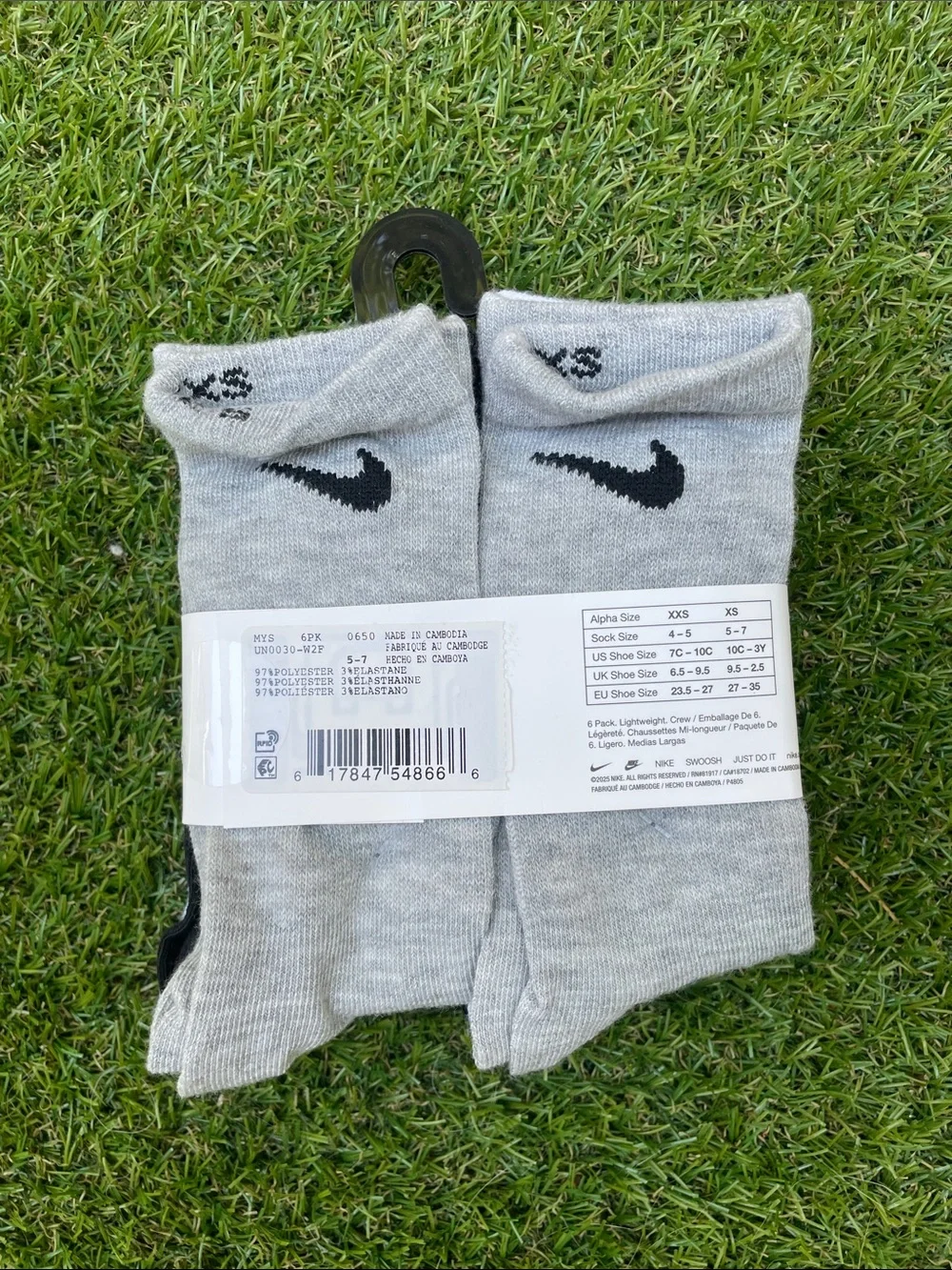 Nike Men’s Crew Socks 6-Pack - Black & White Swoosh